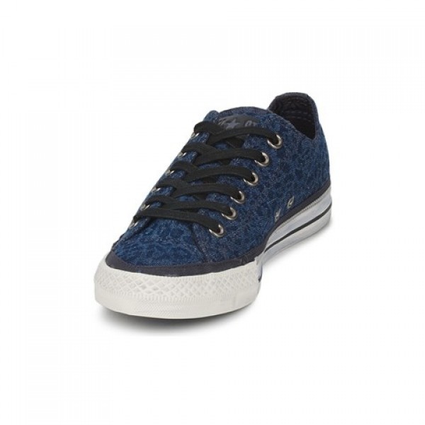 Converse All Star Side Zip Denim Leopard Blue Black Women's Shoes