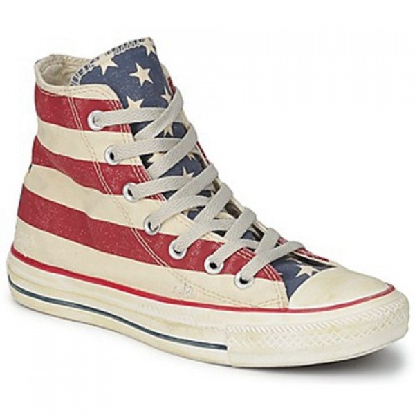 Converse All Star Stars & Bars Vintage Hi White Blue Red Men's Shoes