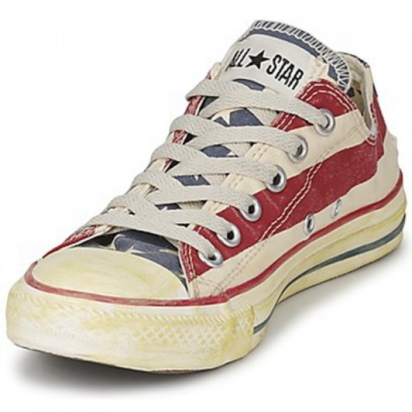 Converse All Star Stars & Bars Vintage Ox White Blue Red Women's Shoes