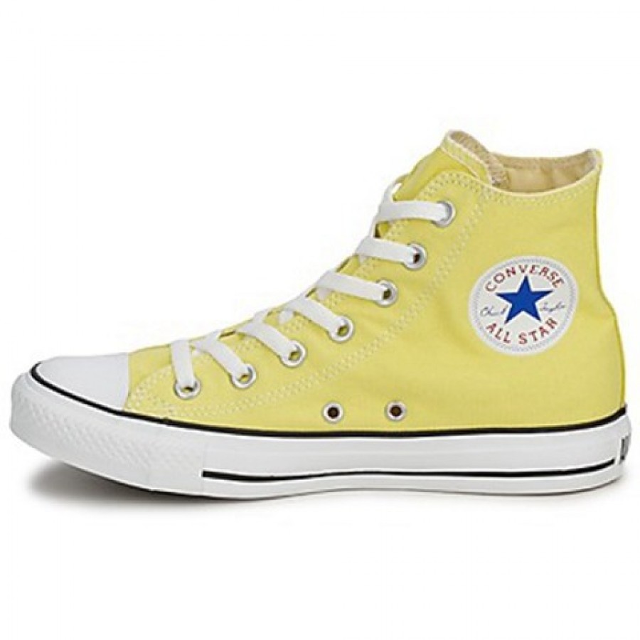 bright yellow high top converse