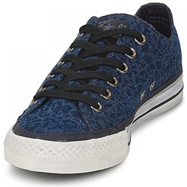 Converse All Star Side Zip Denim Leopard Blue Black Women's Shoes