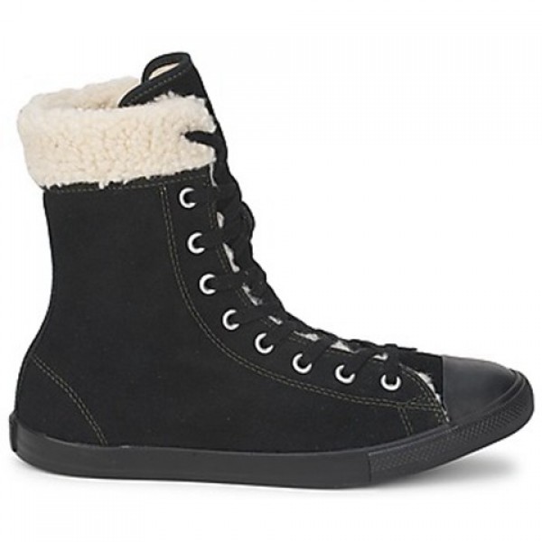 Converse All Star Dainty Shearling Suede X-Hi Black Women's Shoes