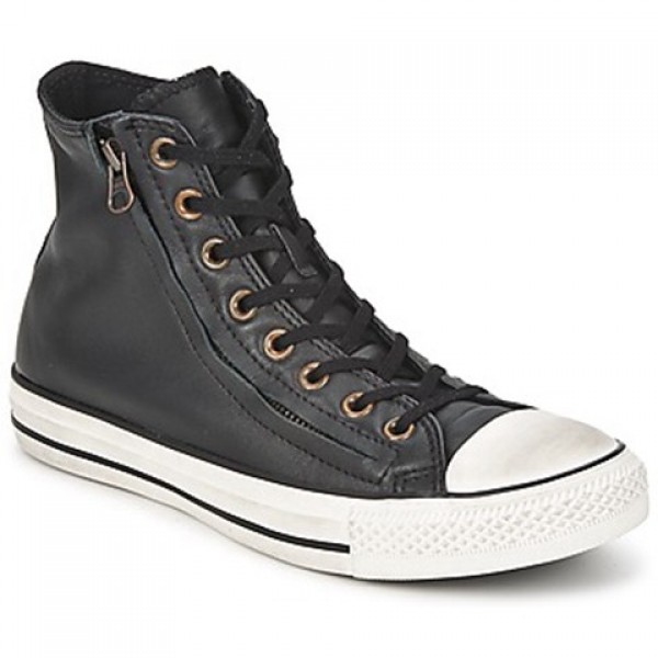 Converse All Star Double Zip Leather Hi Jet Black Women's Shoes