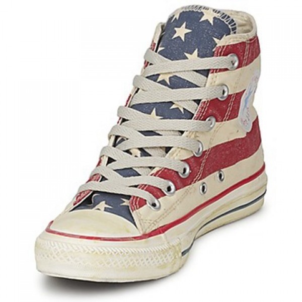 Converse All Star Stars & Bars Vintage Hi White Blue Red Women's Shoes