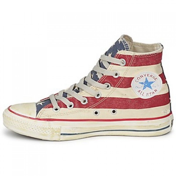 Converse All Star Stars & Bars Vintage Hi White Blue Red Women's Shoes