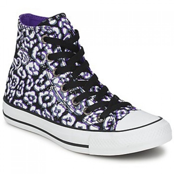 Converse All Star Cheetah Hi Black White Purple Women's Shoes