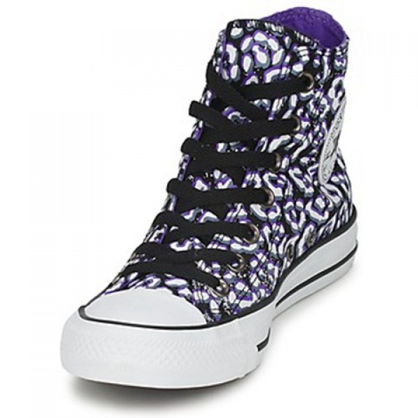 Converse All Star Cheetah Hi Black White Purple Women's Shoes