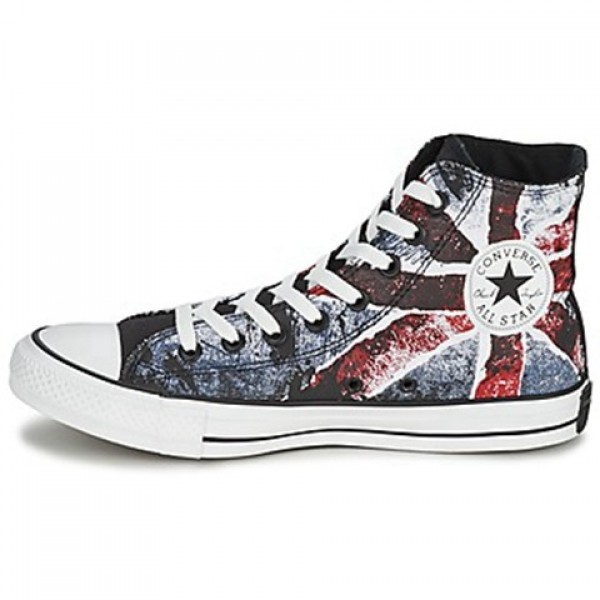 Converse All Star Destroyed UK Flag Hi White Blue Red Women's Shoes