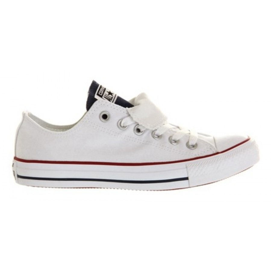 converse allstar low double tongue white blue red
