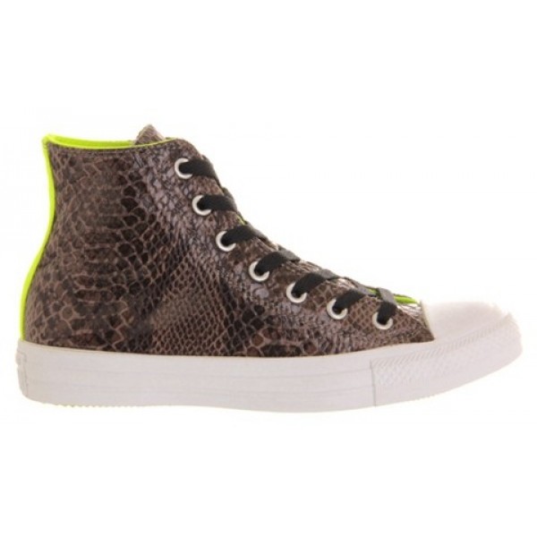 Converse All Star Hi Grey Snake Neon Yellow Unisex Shoes