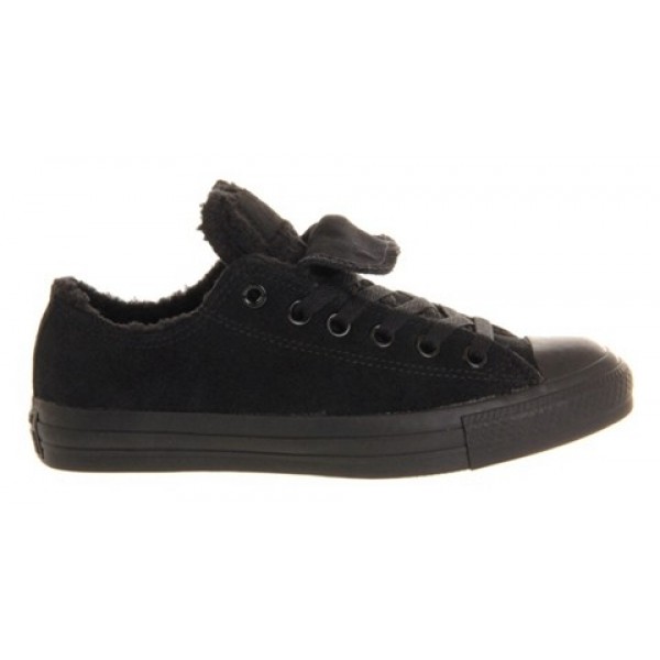 Converse All Star Low Double Tongue Black Mono Shearling Unisex Shoes