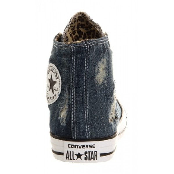Converse All Star Hi Torn Denim Leopard Unisex Shoes