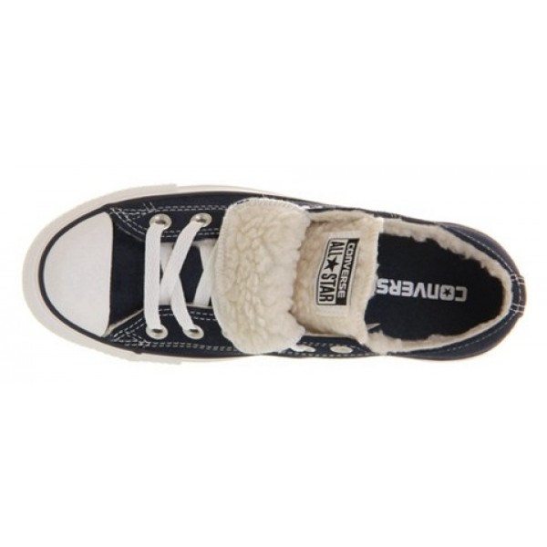 Converse All Star Low Double Tongue Navy Shearling Exclusive Unisex Shoes