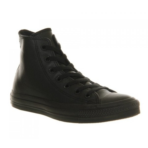 Converse All Star Hi Leather Black Mono Unisex Shoes