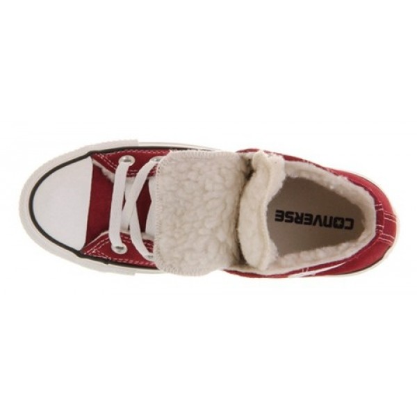 Converse All Star Hi Double Tongue Maroon Shearling Exclusive Women's Shoes