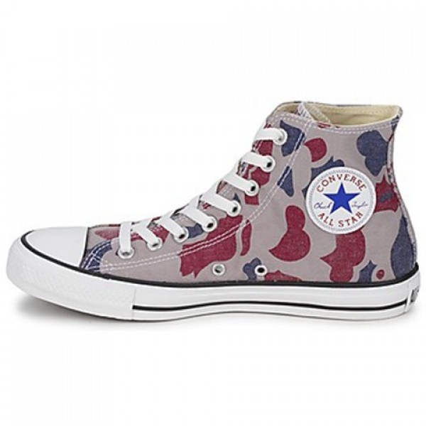 Converse All Star Camo Print Hi Grey Red Blue Men's Shoes