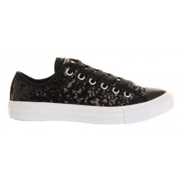 Converse All Star Low Black White Sequin Exclusive Unisex Shoes