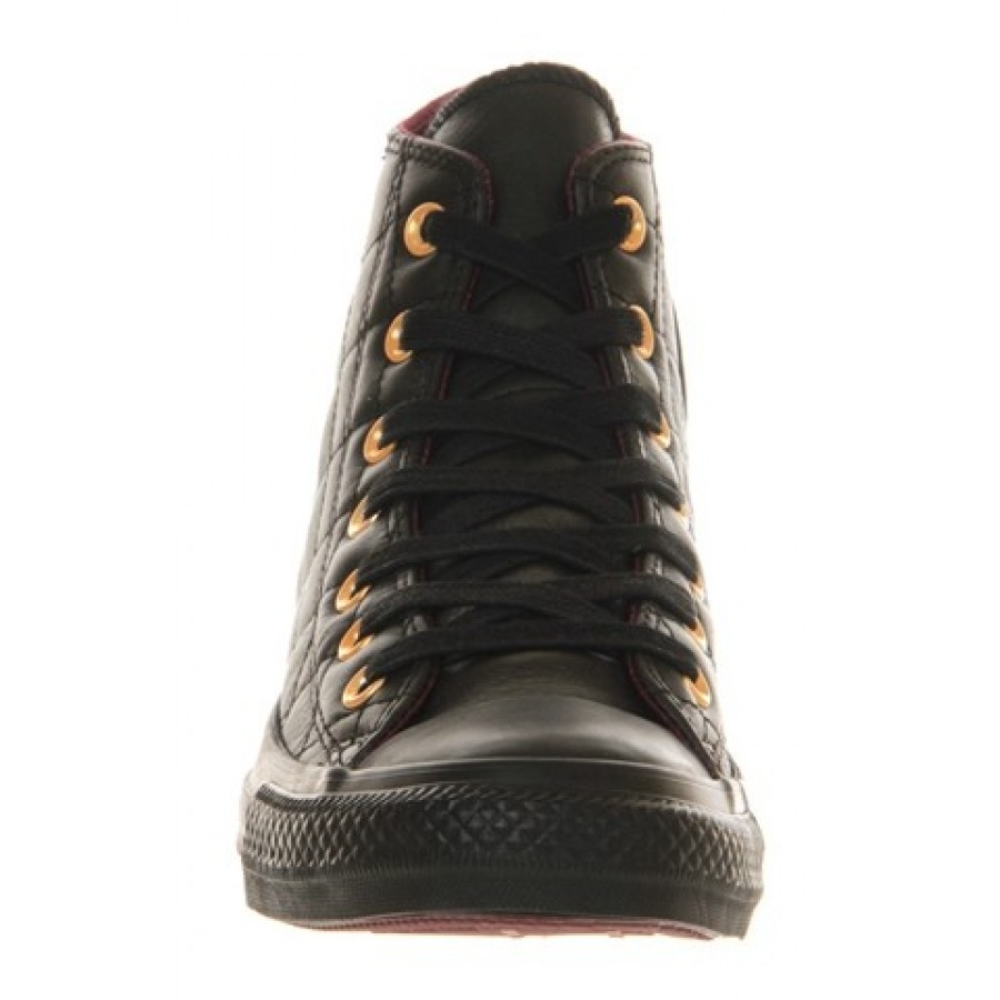 converse all star hi leather quilted black mono