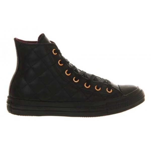 Converse All Star Hi Leather Quilted Black Mono Unisex Shoes
