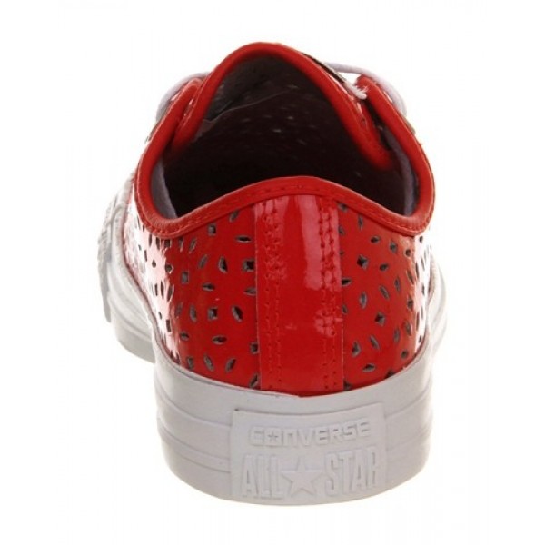 Converse All Star Low Leather Red White Perforated Women's Shoes