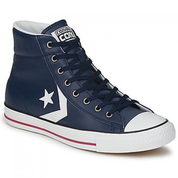 Converse Star Player Cuir Mid Marine Orange Women's Shoes