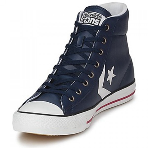 Converse Star Player Cuir Mid Marine Orange Women's Shoes
