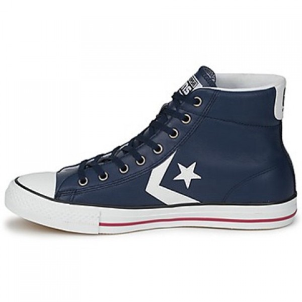 Converse Star Player Cuir Mid Marine Orange Women's Shoes