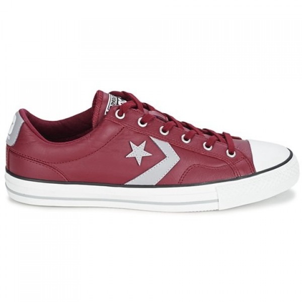 Converse Star Player Leather Ox Bordeaux Grey Women's Shoes