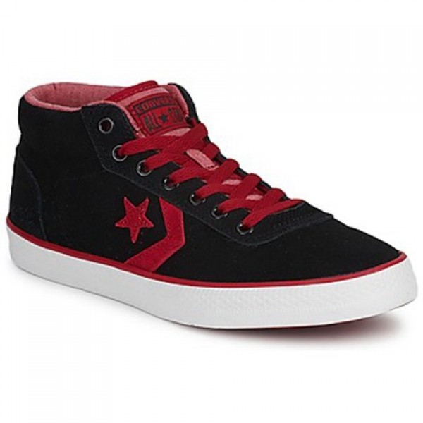 Converse Wells Leather Mid Black Red Men's Shoes