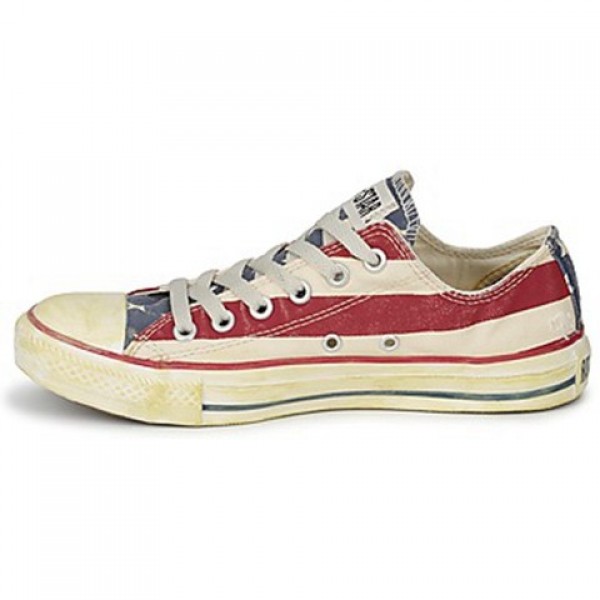 Converse All Star Stars & Bars Vintage Ox White Blue Red Men's Shoes