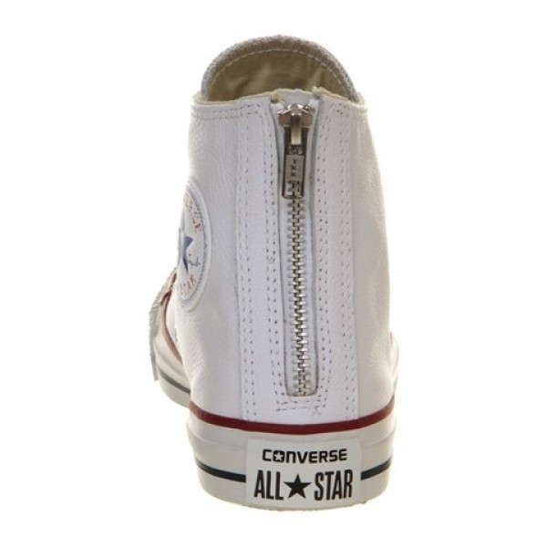 Converse Ctas Back Zip White Leather Exclusive Unisex Shoes