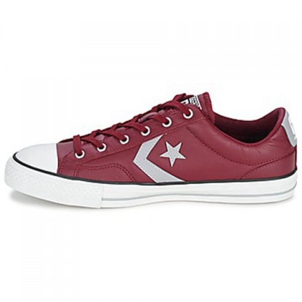 Converse Star Player Leather Ox Bordeaux Grey Men's Shoes