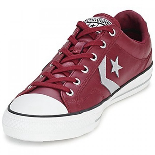 Converse Star Player Leather Ox Bordeaux Grey Men's Shoes