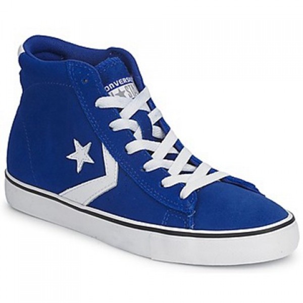 Converse Pro Leather Suede Mid Blue Dark White Women's Shoes