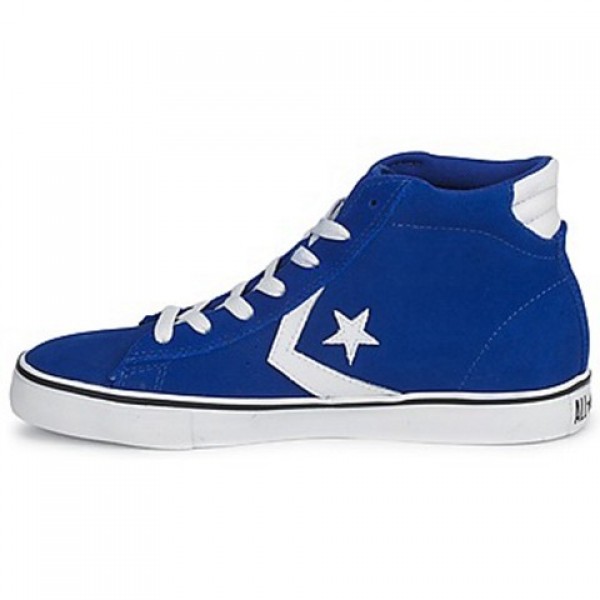 Converse Pro Leather Suede Mid Blue Dark White Women's Shoes
