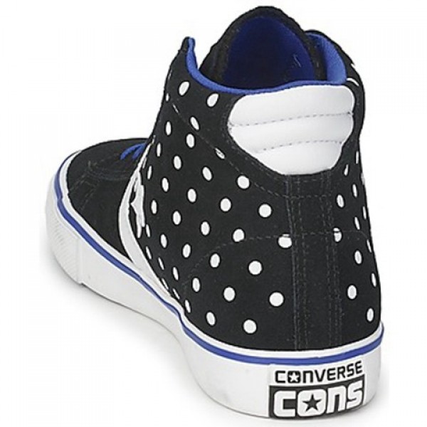 Converse Pro Leather Dots Suede Mid Black Blue Women's Shoes